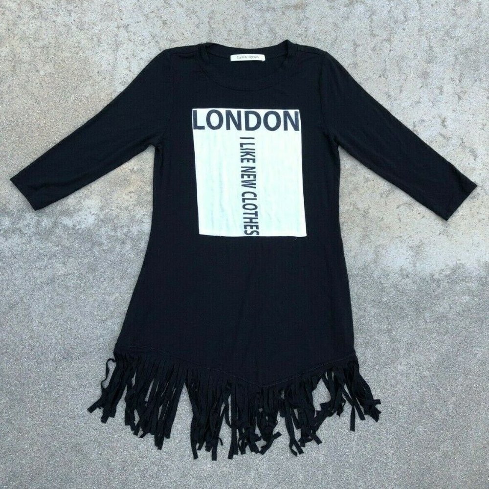 Lynn Ryan Graphic Fringe 3/4 Sleeve Top Shirt S​​​​​​​